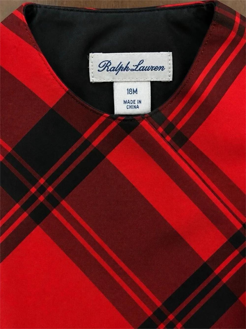 Ralph Lauren Baby Girls Red Black Plaid Holiday Party Dress 18M Bow